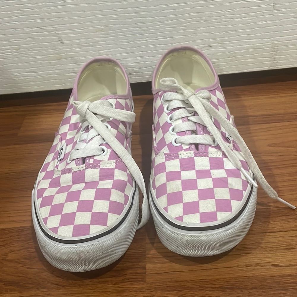 purple Vans laced sneakers